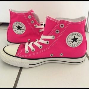 Dark pink high top converse